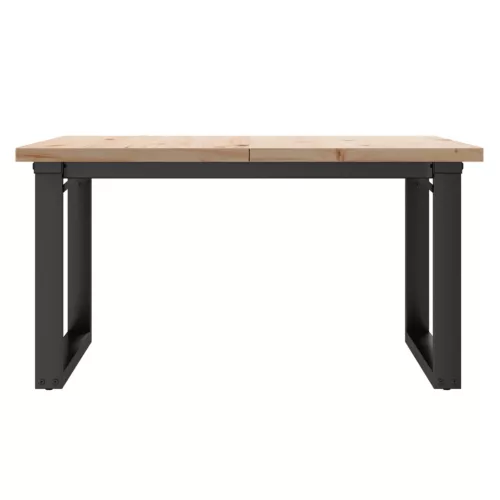 Tömör fenyőfa és acél O-vázú dohányzóasztal 90x90x45,5 cm