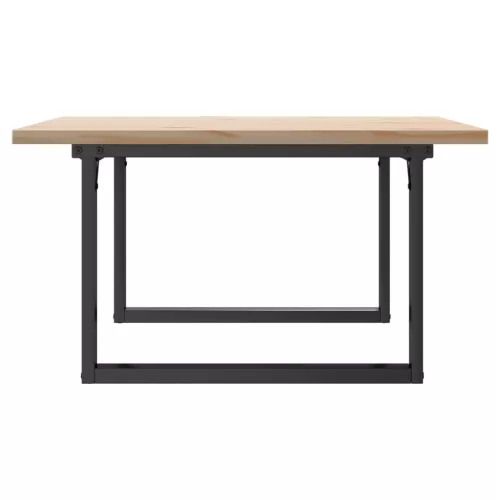 Tömör fenyőfa és acél O-vázú dohányzóasztal 90x90x45,5 cm