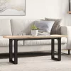 Tömör fenyőfa és acél O-vázú dohányzóasztal 110x40x45,5 cm