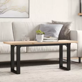   Tömör fenyőfa és acél O-vázú dohányzóasztal 110x40x45,5 cm