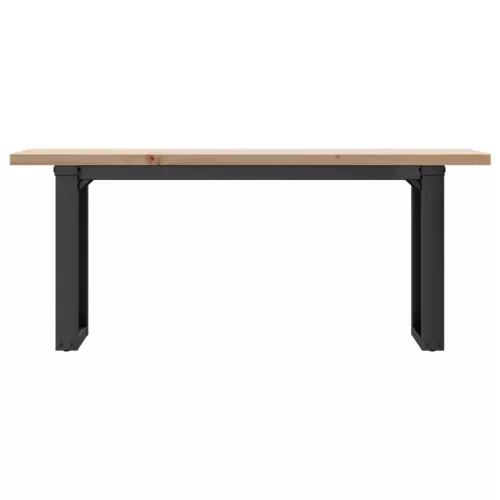 Tömör fenyőfa és acél O-vázú dohányzóasztal 110x40x45,5 cm