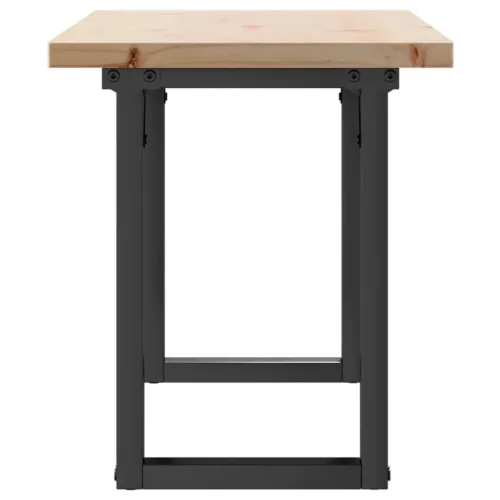 Tömör fenyőfa és acél O-vázú dohányzóasztal 110x40x45,5 cm