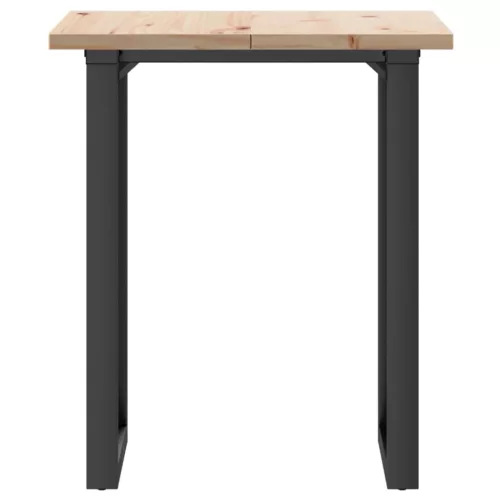 Tömör fenyőfa és acél étkezőasztal O-vázzal 70x70x75,5 cm