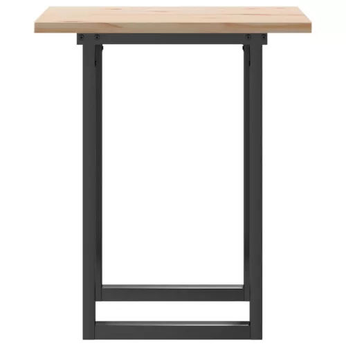 Tömör fenyőfa és acél étkezőasztal O-vázzal 70x70x75,5 cm