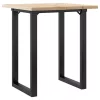Tömör fenyőfa és acél étkezőasztal O-vázzal 70x70x75,5 cm