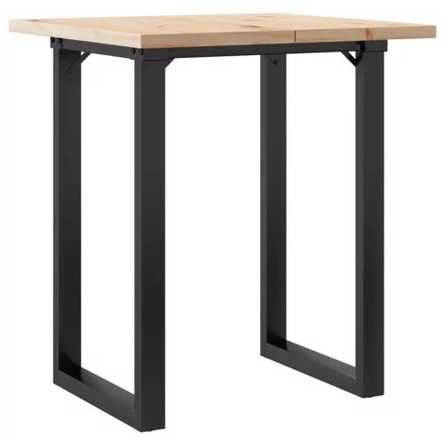 Tömör fenyőfa és acél étkezőasztal O-vázzal 70x70x75,5 cm