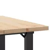 Tömör fenyőfa és acél étkezőasztal O-vázzal 70x70x75,5 cm