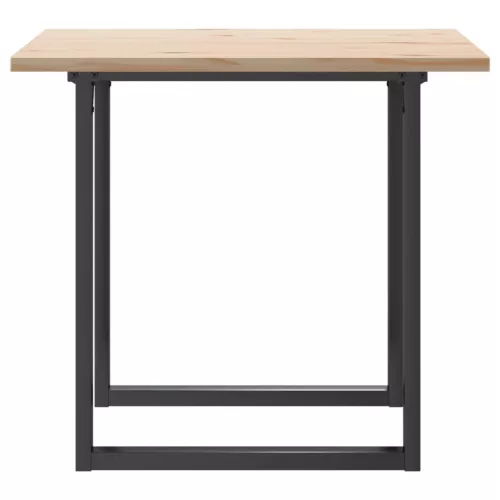 Tömör fenyőfa és acél étkezőasztal O-vázzal 80x80x75,5 cm