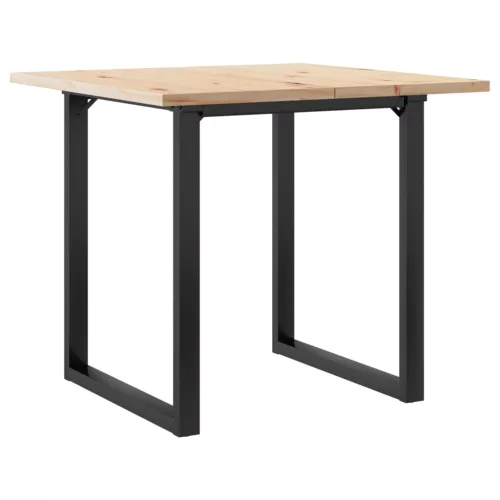 Tömör fenyőfa és acél étkezőasztal O-vázzal 90x90x75,5 cm
