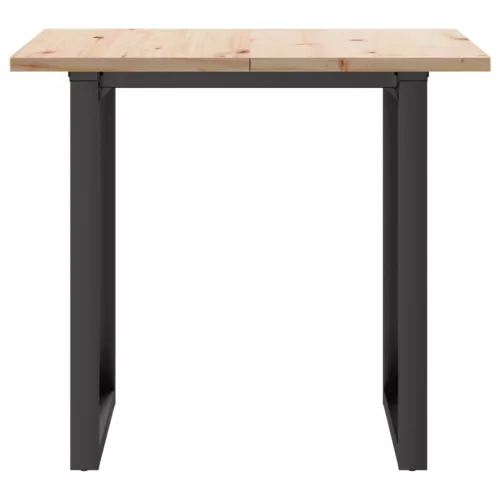 Tömör fenyőfa és acél étkezőasztal O-vázzal 90x90x75,5 cm