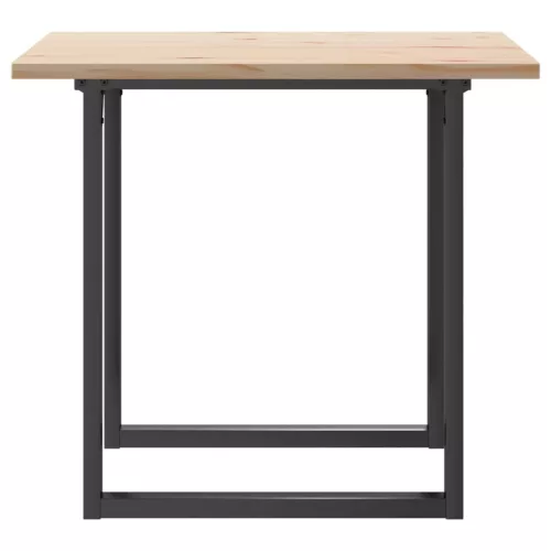 Tömör fenyőfa és acél étkezőasztal O-vázzal 90x90x75,5 cm