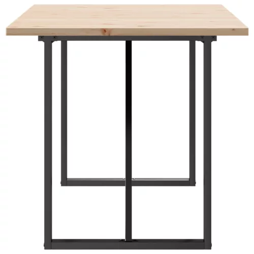 Tömör fenyőfa és acél étkezőasztal O-vázzal 140x80x75,5 cm