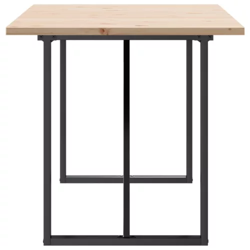 Tömör fenyőfa és acél étkezőasztal O-vázzal 160x80x75,5 cm