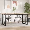 Tömör fenyőfa és acél étkezőasztal O-vázzal 180x90x75,5 cm