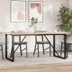 Tömör fenyőfa és acél étkezőasztal O-vázzal 180x90x75,5 cm