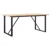 Tömör fenyőfa és acél étkezőasztal O-vázzal 180x90x75,5 cm