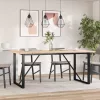 Tömör fenyőfa és acél étkezőasztal O-vázzal 180x90x75,5 cm