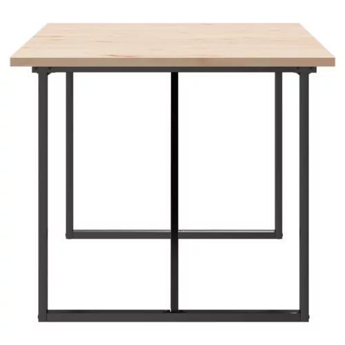 Tömör fenyőfa és acél étkezőasztal O-vázzal 180x90x75,5 cm