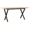 Tömör fenyőfa és acél X-vázú dohányzóasztal 90x40x45,5 cm