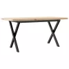 Tömör fenyőfa és acél X-vázú dohányzóasztal 90x40x45,5 cm