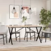 Tömör fenyőfa és acél étkezőasztal X-vázzal 140x80x75,5 cm