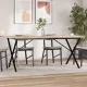 Tömör fenyőfa és acél étkezőasztal X-vázzal 180x90x75,5 cm