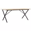 Tömör fenyőfa és acél étkezőasztal X-vázzal 180x90x75,5 cm