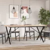 Tömör fenyőfa és acél étkezőasztal X-vázzal 180x90x75,5 cm