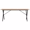 Tömör fenyőfa és acél étkezőasztal X-vázzal 180x90x75,5 cm