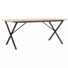 Tömör fenyőfa és acél étkezőasztal X-vázzal 180x90x75,5 cm