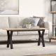 Tömör fenyőfa és acél Y-vázú dohányzóasztal 110x40x45,5 cm
