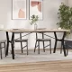Tömör fenyőfa és acél étkezőasztal Y-vázzal 180x90x75,5 cm