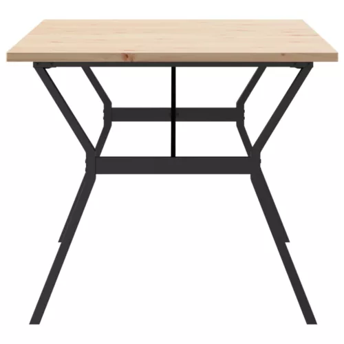 Tömör fenyőfa és acél étkezőasztal Y-vázzal 180x90x75,5 cm