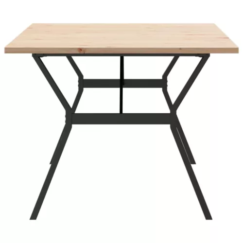 Tömör fenyőfa és acél Y-vázú étkezőasztal 200x100x75,5 cm