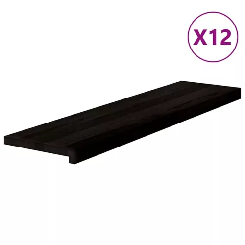 Lépcsőfokok 12 db Sötétbarna 100x25x2 cm tömör fa tölgyfa