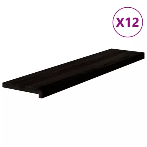 Lépcsőfokok 12 db Sötétbarna 110x25x2 cm tömör fa tölgyfa