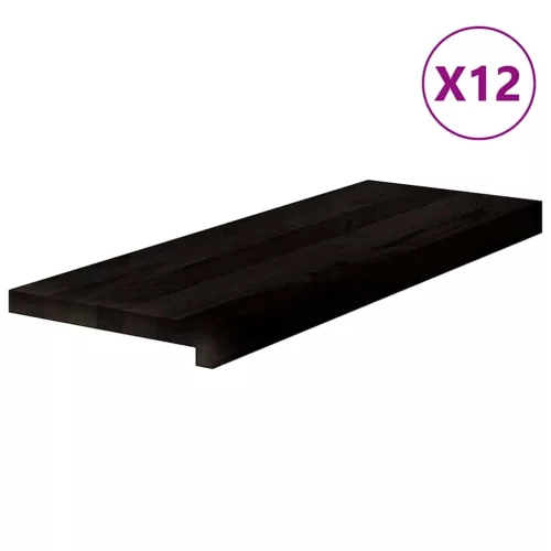 Lépcsőfokok 12 db Sötétbarna 70x30x2 cm tömör fa tölgyfa