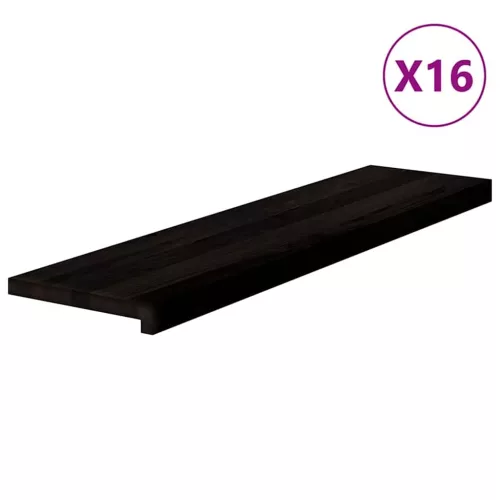 Lépcsőfokok 16 db sötétbarna 100x30x2 cm tömör fa tölgyfa