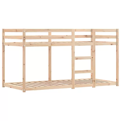 Fehér/fekete tömör fenyőfa emeletes ágy függönyökkel 80x200 cm