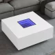 Fehér végtelen hatású LED-es dohányzóasztal 100 x 100 x 40 cm
