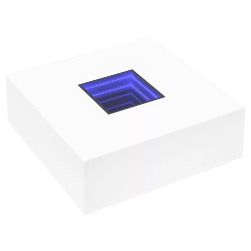 Fehér végtelen hatású LED-es dohányzóasztal 100 x 100 x 40 cm