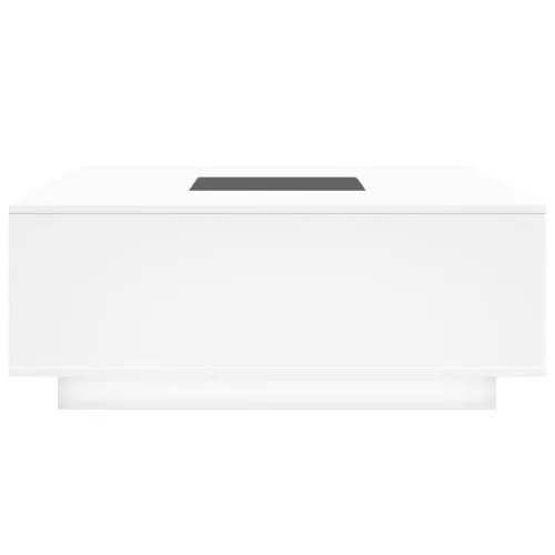Fehér végtelen hatású LED-es dohányzóasztal 100 x 100 x 40 cm