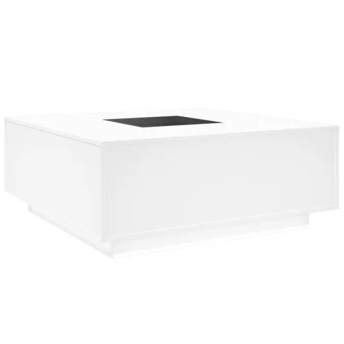 Fehér végtelen hatású LED-es dohányzóasztal 100 x 100 x 40 cm