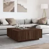 Tölgy színű végtelen hatású LED-es dohányzóasztal 100x100x40 cm