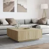 Sonoma tölgy színű szerelt fa dohányzóasztal 100x100x40 cm