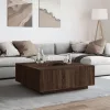 Barna tölgyszínű szerelt fa dohányzóasztal 100x100x40 cm