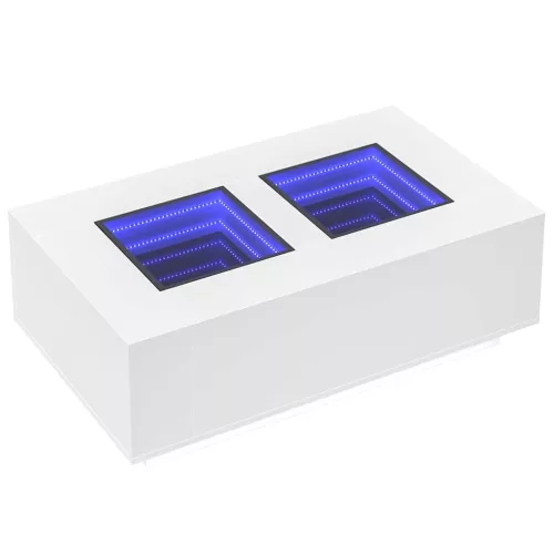 Fehér végtelen hatású LED-es dohányzóasztal 116 x 69 x 40 cm