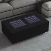Fekete végtelen hatású LED-es dohányzóasztal 116 x 69 x 40 cm