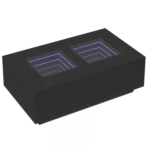 Fekete végtelen hatású LED-es dohányzóasztal 116 x 69 x 40 cm