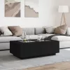 Fekete végtelen hatású LED-es dohányzóasztal 116 x 69 x 40 cm